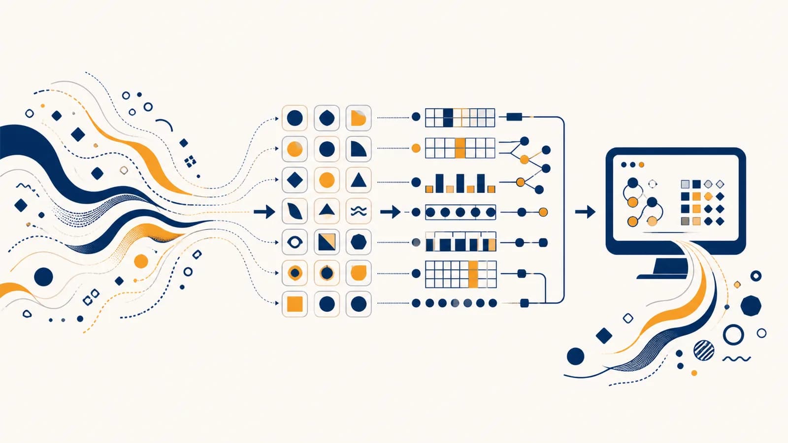 An illustration of words becoming tokens, numerical vectors, and a computer generated response.