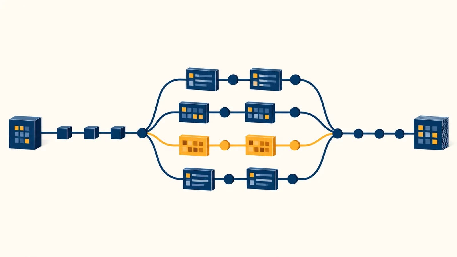 An illustrated code project branching into separate edits and merging back into one recorded history.